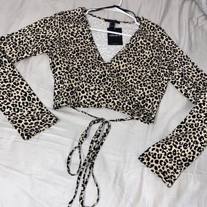 Forever 21 Leopard Wraparound Crop Top